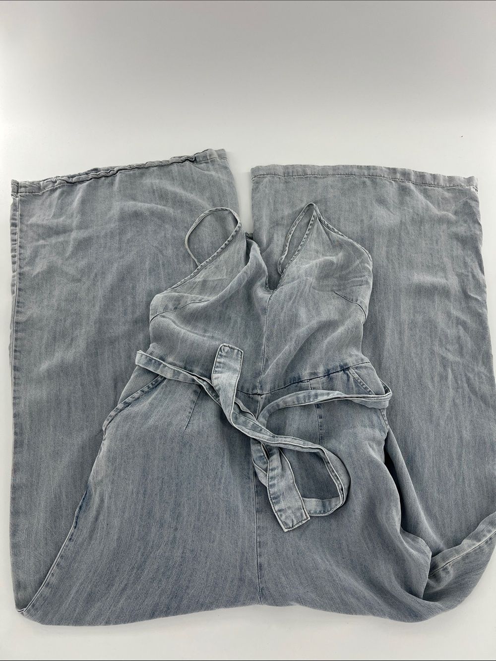 Vintage Havana Halter wide leg Jumpsuit Waist‎ Tie Retro boho casual lightweight - Picture 4 of 9